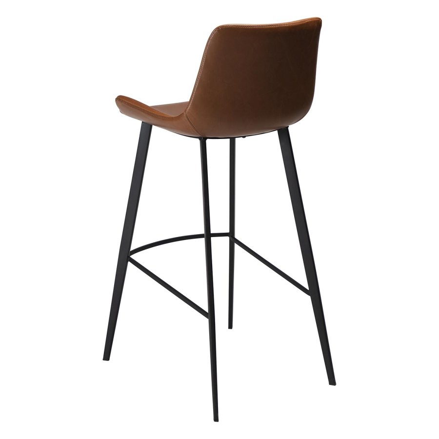 DAN-FORM Hype barkrakk, med ryggsttte og fotsttte - vintage lysebrunt kunstskinn og svart stl