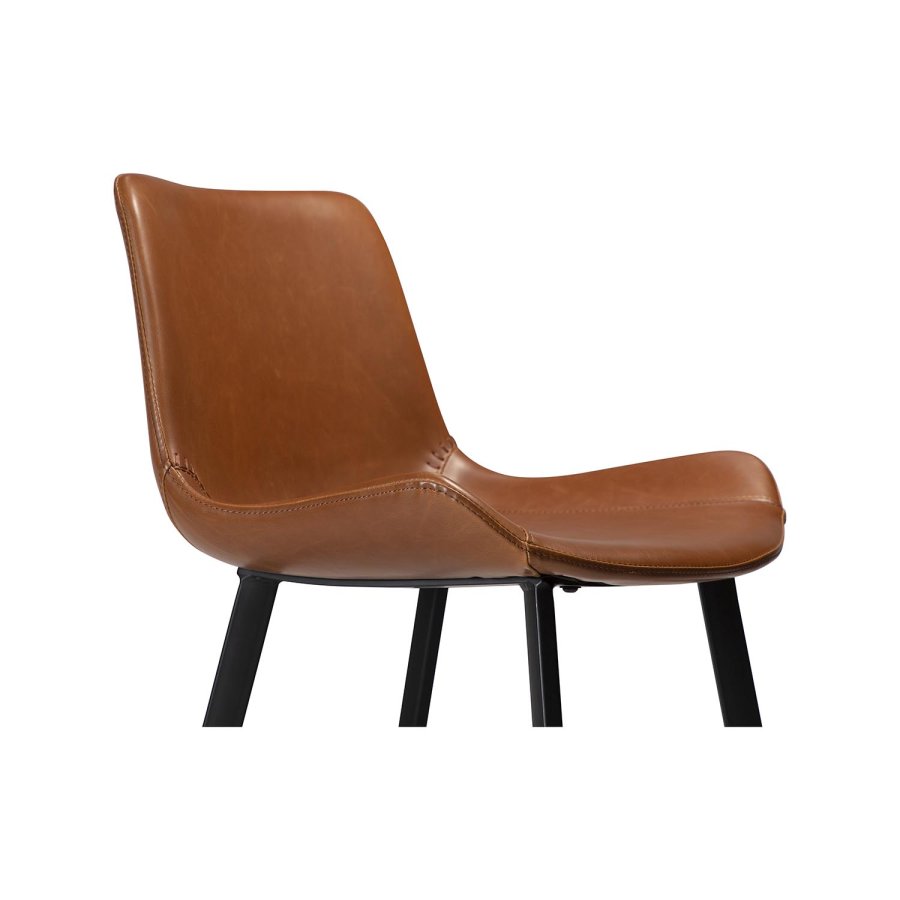 DAN-FORM Hype barkrakk, med ryggsttte og fotsttte - vintage lysebrunt kunstskinn og svart stl