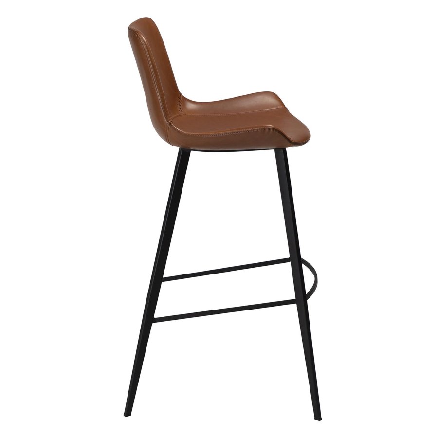 DAN-FORM Hype barkrakk, med ryggsttte og fotsttte - vintage lysebrunt kunstskinn og svart stl