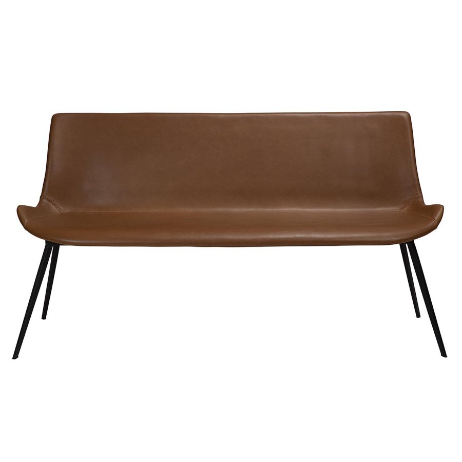 DAN-FORM Hype sofabenk - lysebrunt kunstskinn og sort stl