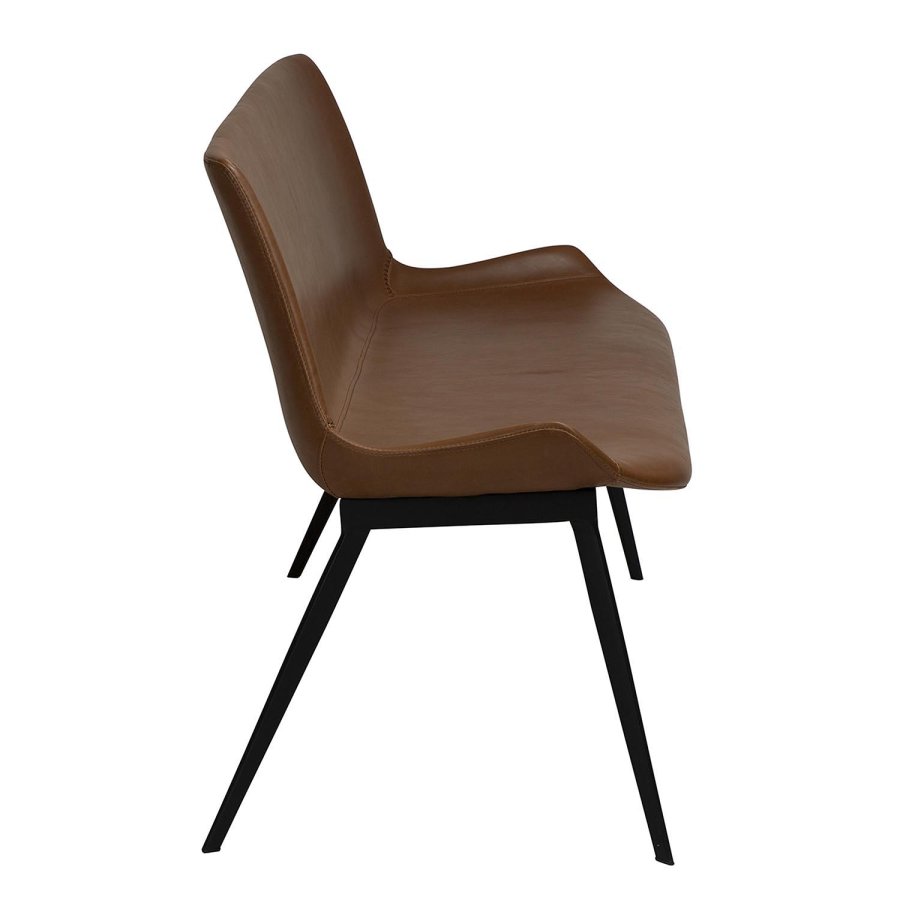 DAN-FORM Hype sofabenk - lysebrunt kunstskinn og sort stl