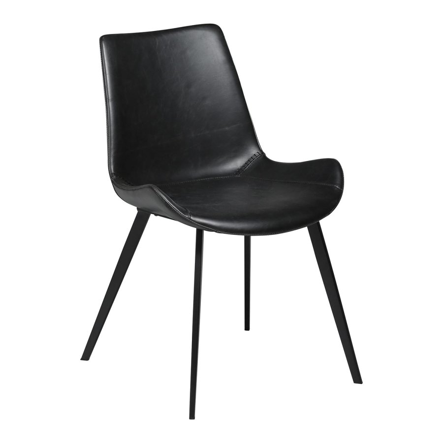 DAN-FORM Hype matbordsstol - vintage svart konstläder och svart stl