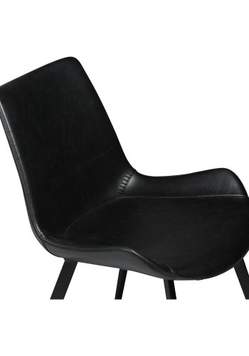 DAN-FORM Hype matbordsstol - vintage svart konstläder och svart stl