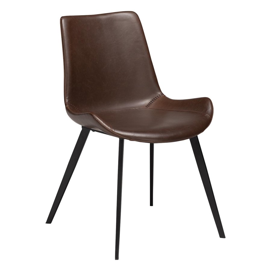 DAN-FORM Hype matbordsstol - vintagebrunt konstläder och svart stl