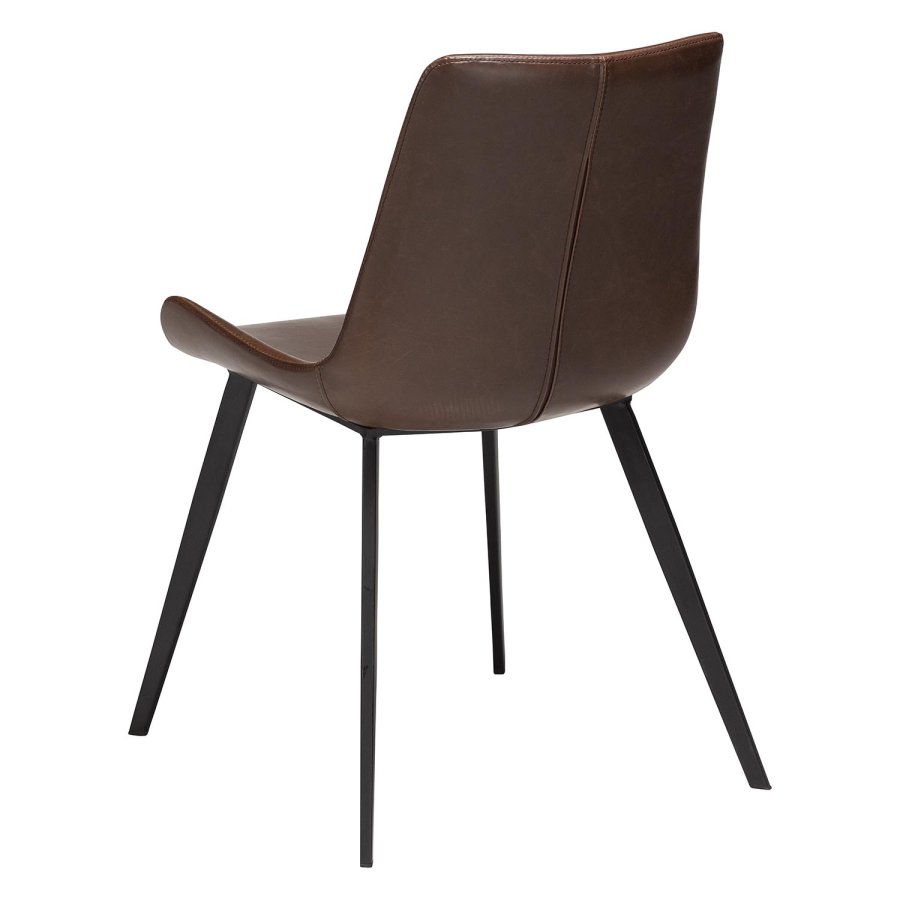 DAN-FORM Hype matbordsstol - vintagebrunt konstläder och svart stl