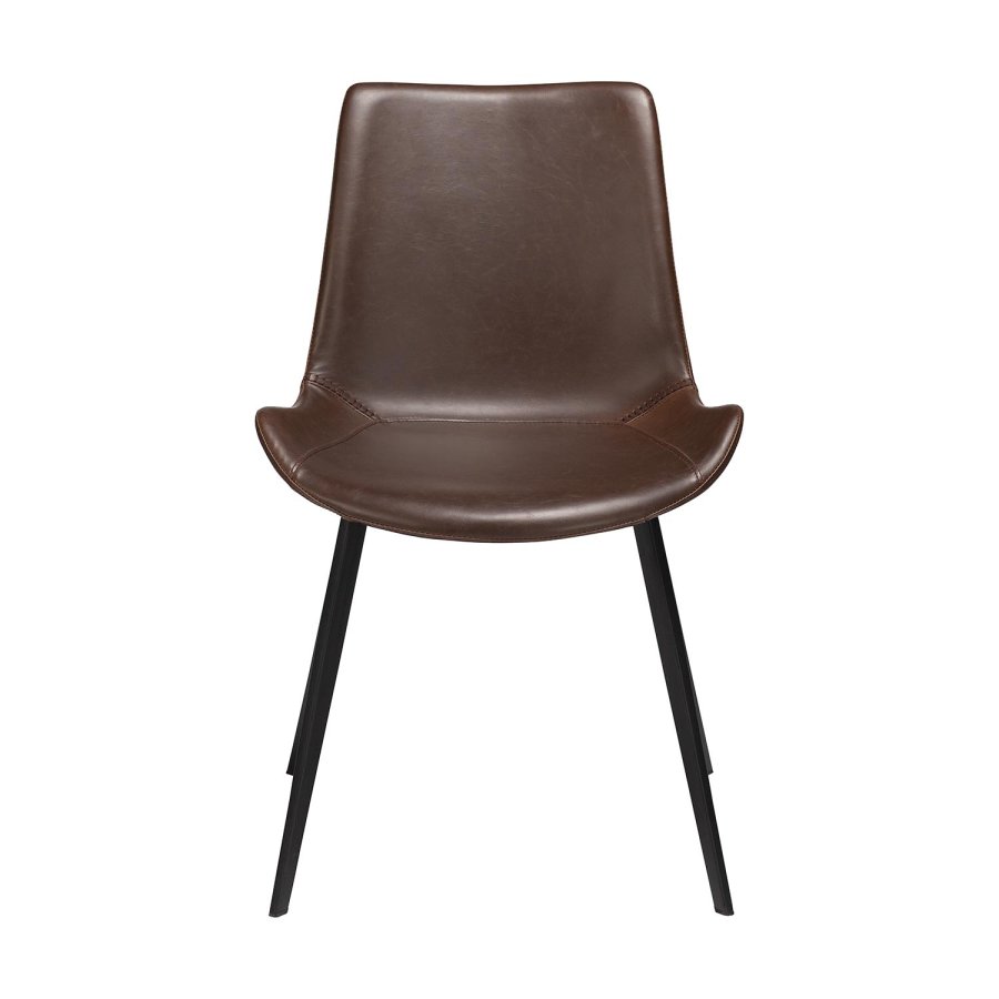 DAN-FORM Hype matbordsstol - vintagebrunt konstläder och svart stl