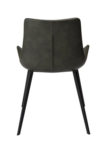 DAN-FORM Hype Esszimmerstuhl – Vintage-Grün-Kunstleder und schwarzer Stahl