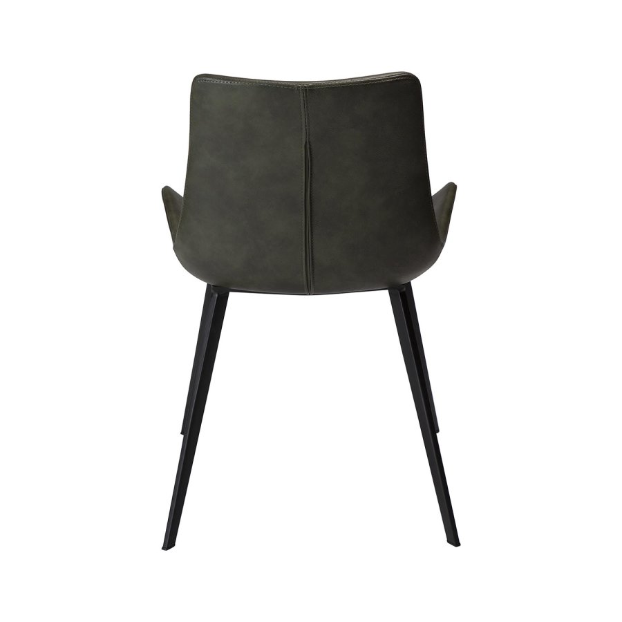 DAN-FORM Hype Esszimmerstuhl – Vintage-Grün-Kunstleder und schwarzer Stahl