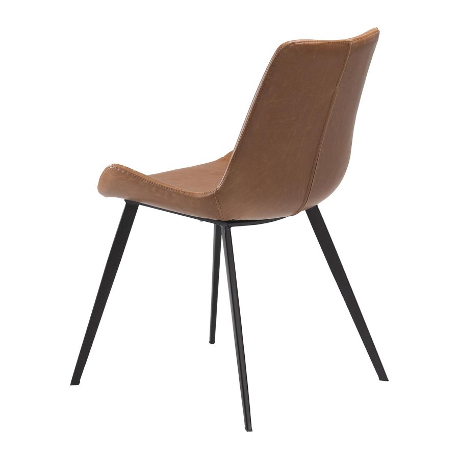 DAN-FORM Hype matbordsstol - vintage ljusbrunt konstläder och svart stl