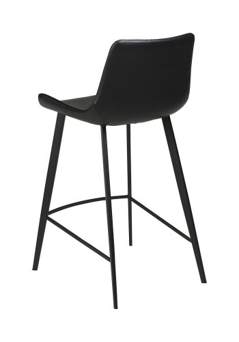 DAN-FORM Hype barstol, m. rygln og fodsttte - sort kunstlder og sort stl