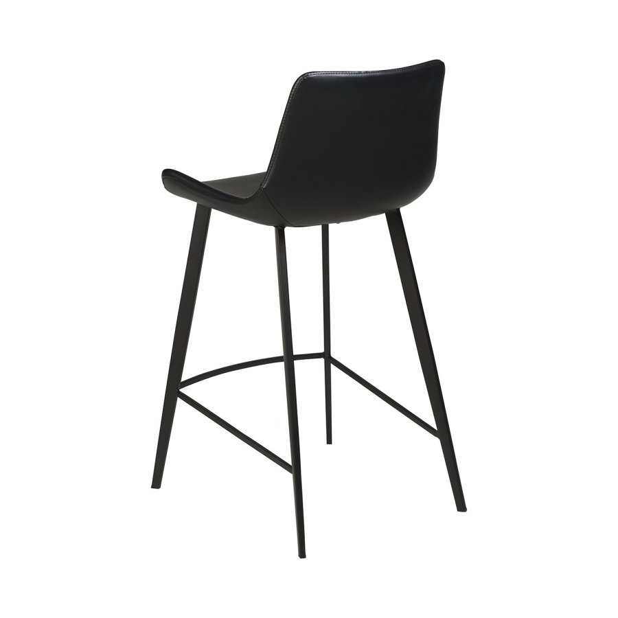 DAN-FORM Hype barstol, m. rygln og fodsttte - sort kunstlder og sort stl
