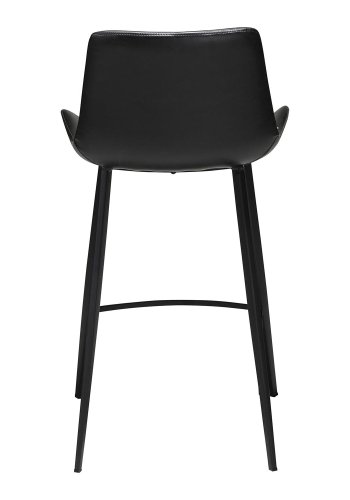 DAN-FORM Hype Barstol, med Ryggstd och Fotstd - Vintage Svart Konstlder och Svart Stl