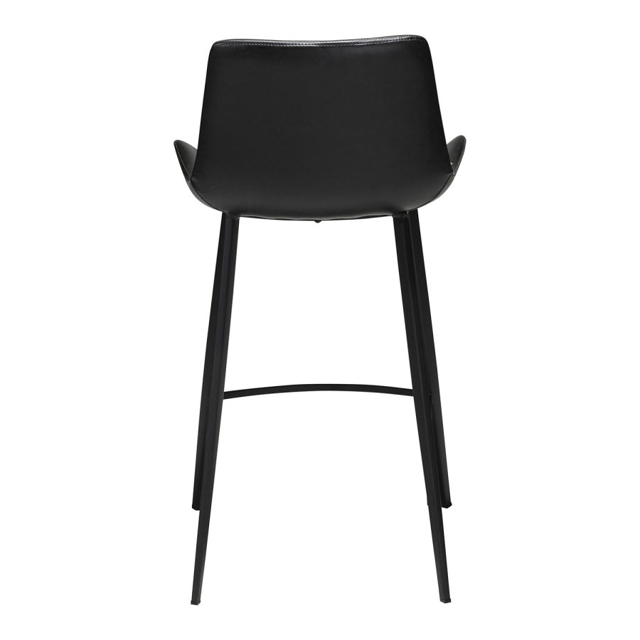 DAN-FORM Hype Barstol, med Ryggstd och Fotstd - Vintage Svart Konstlder och Svart Stl