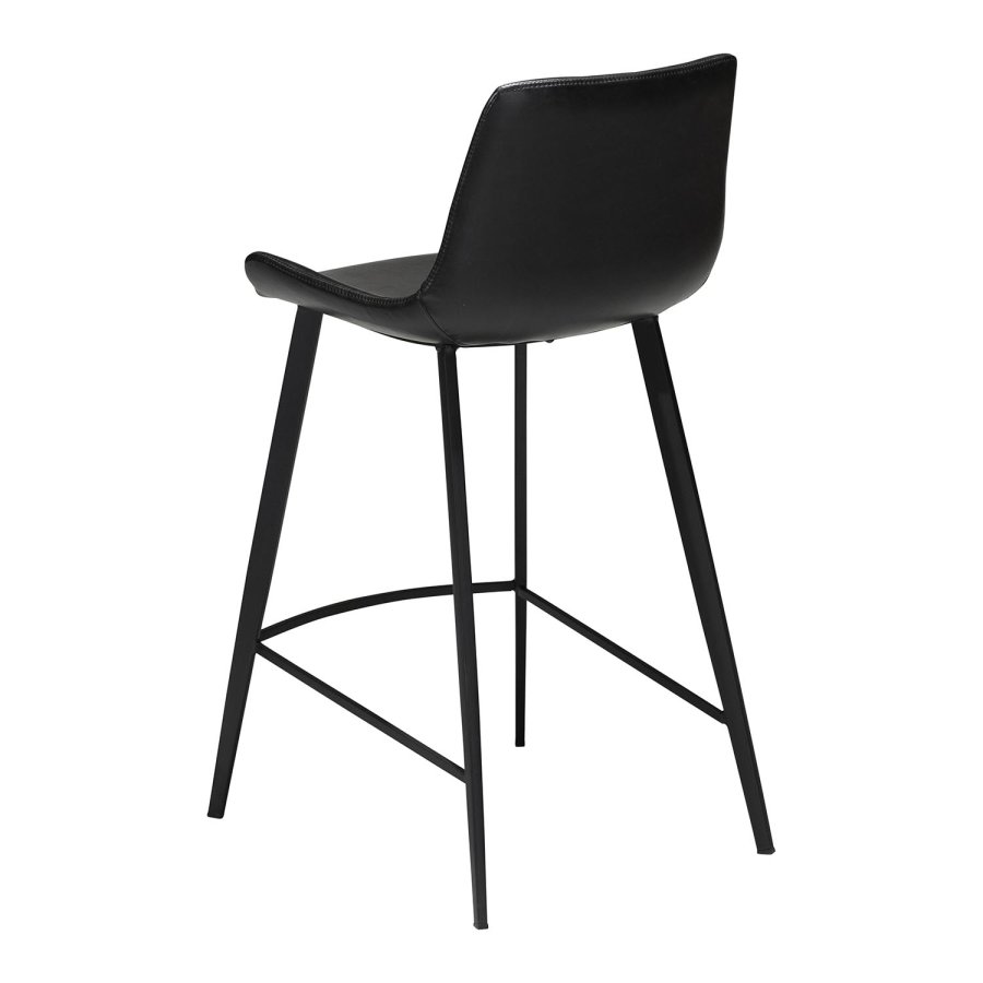 DAN-FORM Hype Barstol, med Ryggstd och Fotstd - Vintage Svart Konstlder och Svart Stl