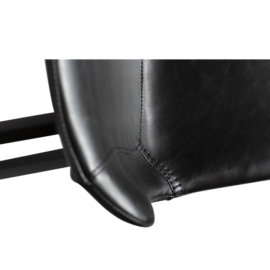 DAN-FORM Hype Barstol, med Ryggstd och Fotstd - Vintage Svart Konstlder och Svart Stl