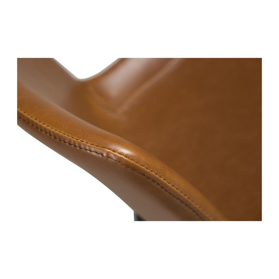 DAN-FORM Hype barstol, m. rygln og fodsttte - lysebrun kunstlder og sort stl