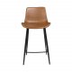 DAN-FORM Hype barstol, m. rygln og fodsttte - lysebrun kunstlder og sort stl
