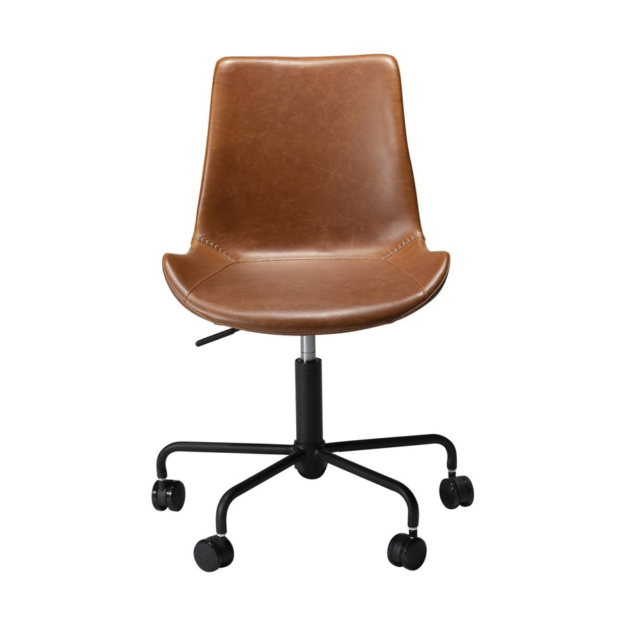 DAN-FORM Hype kontorsstol - vintage ljusbrunt konstläder och svart stl