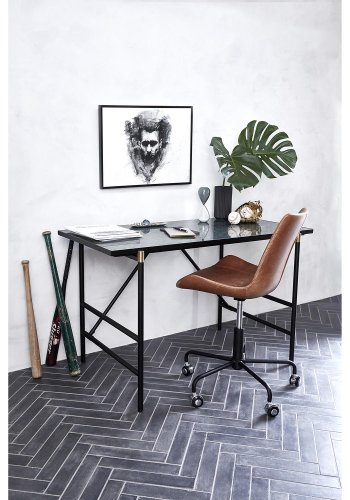 DAN-FORM Hype kontorsstol - vintage ljusbrunt konstläder och svart stl