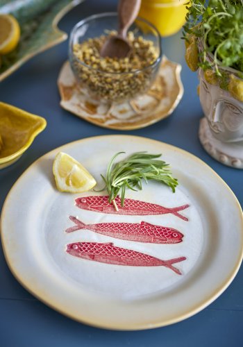 CREATIVE COLLECTION Hadden Teller, Rot, Steingut (D27,5xH2 cm, 4er-Set)