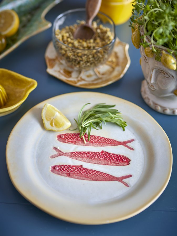 CREATIVE COLLECTION Hadden Teller, Rot, Steingut (D27,5xH2 cm, 4er-Set)