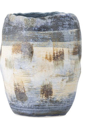 BLOOMINGVILLE Nienna Vase – blaues, weißes und braunes Steingut