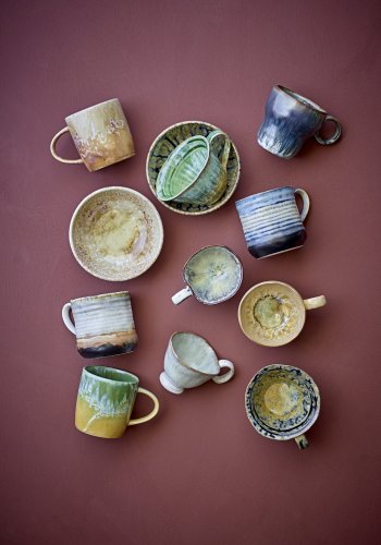 BLOOMINGVILLE Deana Tasse, Blau, Steingut (D8,5xH9 cm, 4er-Set)