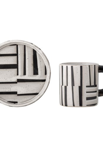 BLOOMINGVILLE Frankie-kopp med tallerken, svart, steinty