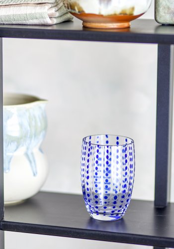 BLOOMINGVILLE Brinley Trinkglas, Blau, Glas (D7,5xH11 cm, 4er Set)