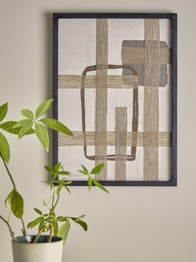 BLOOMINGVILLE Bee veggdekorasjon, rektangulr - brun bomull (70x50)