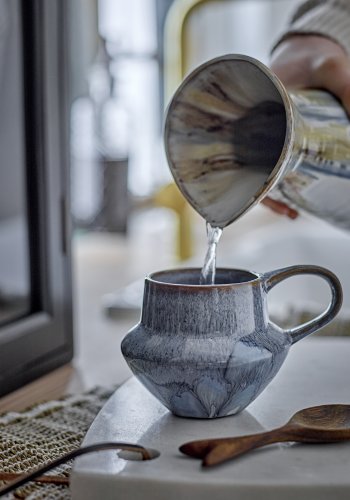 CREATIVE COLLECTION Bessie Becher, Blau, Steingut (D10xH9 cm, 4er-Set)