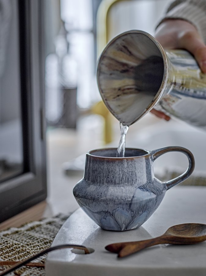 CREATIVE COLLECTION Bessie Becher, Blau, Steingut (D10xH9 cm, 4er-Set)