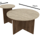 NORDV�RK Private sofabord, rund - sand travertin og brun valn�d melamin (s�t af 2)