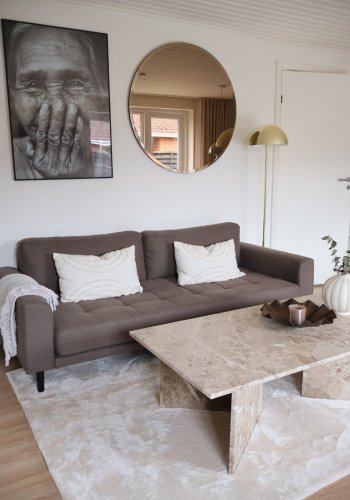 HOUSE NORDIC Lido 3-Sitzer-Sofa, inkl. 2 Kissen � braunes Polyester und schwarze Buche