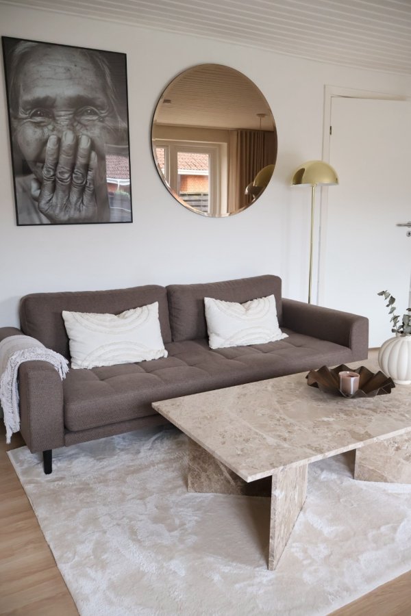 HOUSE NORDIC Lido 3-Sitzer-Sofa, inkl. 2 Kissen � braunes Polyester und schwarze Buche