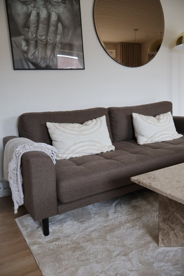 HOUSE NORDIC Lido 3-Sitzer-Sofa, inkl. 2 Kissen � braunes Polyester und schwarze Buche