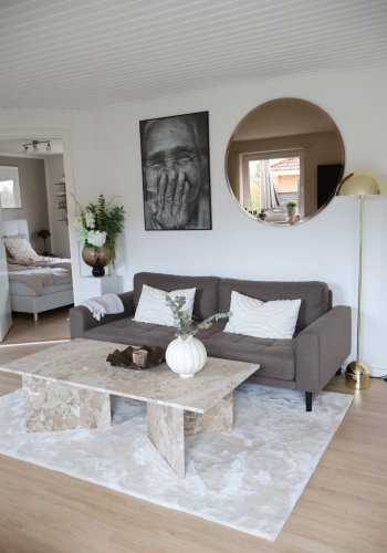 ACT NORDIC Vega sofabord, rektangul�r - brun marmor (140x70)