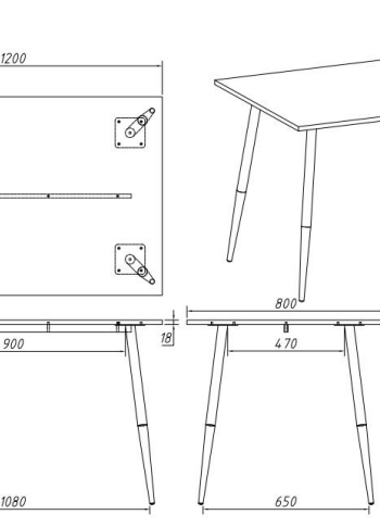 ACT NORDIC Wilma Esstisch - natur/schwarz Melamin Wildeiche/Metall, rechteckig (120x80) 