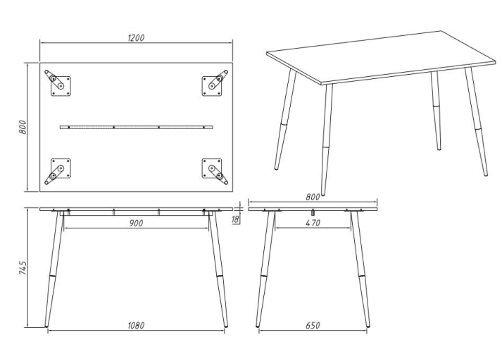 ACT NORDIC Wilma Esstisch - natur/schwarz Melamin Wildeiche/Metall, rechteckig (120x80) 