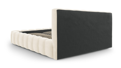 MICADONI Mamaia sengeramme, m. sengegavl og opbevaring - lys beige struktur stof (140x200)