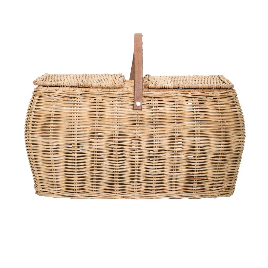 BLOOMINGVILLE Gor Korb mit Deckel, Natur, Rattan, L44xH26xB26 cm