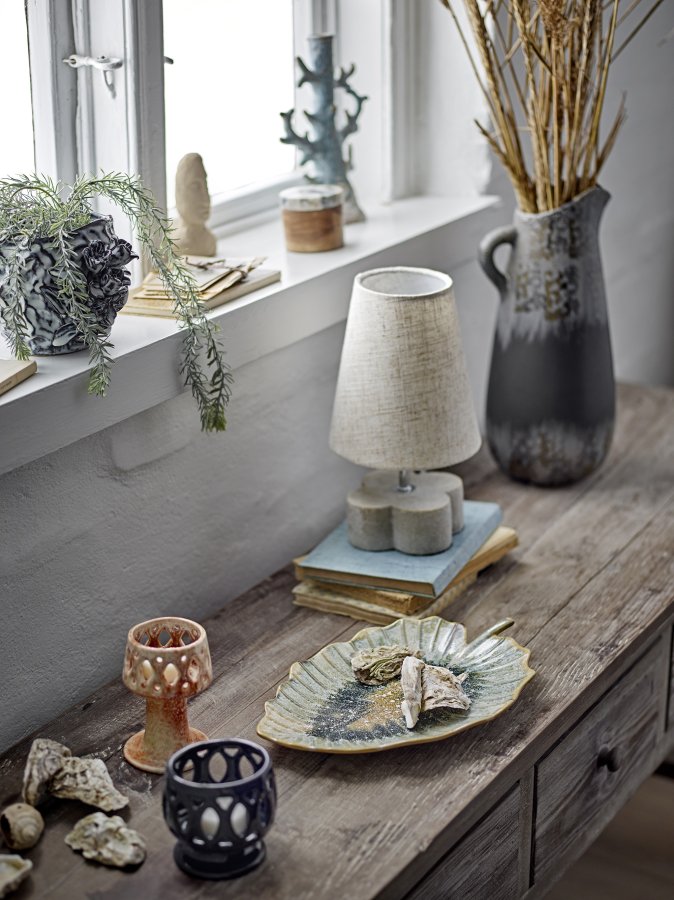 CREATIVE COLLECTION Foglio Tischleuchte, Natur, Polyresin (T16xH28,5 cm)