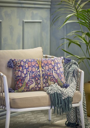 CREATIVE COLLECTION Adya Kissen, Blau, Viskose (L50xB35 cm)