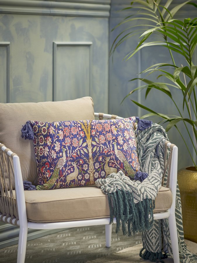 CREATIVE COLLECTION Adya Kissen, Blau, Viskose (L50xB35 cm)