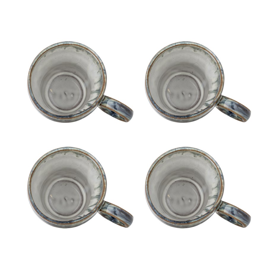 BLOOMINGVILLE Nigel Tasse, Blau, Steingut (T9xH9 cm, 4er-Set)