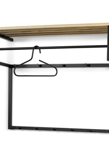 SPINDER DESIGN Rizzoli XL hattehylde, m. 10 knager og 1 bjlestang - natur eg og sort stl