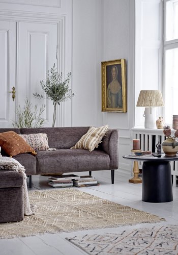 BLOOMINGVILLE Lanna puf, kvadratisk - brun polyester fljl (70x70)