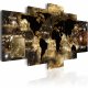 ARTGEIST verdenskort trykt p� l�rred - Continents of bronze, 5-delt - Flere st�rrelser