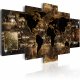 ARTGEIST verdenskort trykt p� l�rred - World of bronze, 5-delt - Flere st�rrelser