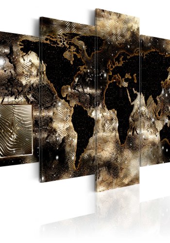 ARTGEIST verdenskort trykt p� l�rred - Continents and stars, 5-delt - Flere st�rrelser